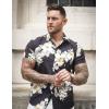 COOFANDY Mens Hawaiian Shirt Short Sleeve Button Down Shirt Tropical Summer Beach Shirt(Flower-black)