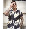 COOFANDY Mens Hawaiian Shirt Short Sleeve Button Down Shirt Tropical Summer Beach Shirt(Flower-black)