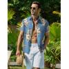 COOFANDY Mens Hawaiian Shirt Short Sleeve Button Down Shirt Tropical Summer Beach Shirt(Flower-blue)
