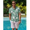 COOFANDY Mens Hawaiian Shirt Short Sleeve Button Down Shirt Tropical Summer Beach Shirt(Flower-green)