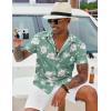 COOFANDY Mens Hawaiian Shirt Short Sleeve Button Down Shirt Tropical Summer Beach Shirt(Flower-green)