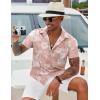 COOFANDY Mens Hawaiian Shirt Short Sleeve Button Down Shirt Tropical Summer Beach Shirt(Flower-hibiscus)