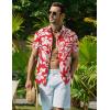 COOFANDY Mens Hawaiian Shirt Short Sleeve Button Down Shirt Tropical Summer Beach Shirt(Flower-leaf Red)