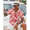 COOFANDY Mens Hawaiian Shirt Short Sleeve Button Down Shirt Tropical Summer Beach Shirt(Flower-leaf Red)