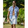COOFANDY Mens Hawaiian Shirt Short Sleeve Button Down Shirt Tropical Summer Beach Shirt(Flower-light Blue)