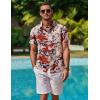 COOFANDY Mens Hawaiian Shirt Short Sleeve Button Down Shirt Tropical Summer Beach Shirt(Flower-lily)