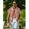 COOFANDY Mens Hawaiian Shirt Short Sleeve Button Down Shirt Tropical Summer Beach Shirt(Flower-pink)