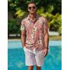 COOFANDY Mens Hawaiian Shirt Short Sleeve Button Down Shirt Tropical Summer Beach Shirt(Flower-pink)
