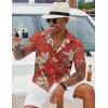 COOFANDY Mens Hawaiian Shirt Short Sleeve Button Down Shirt Tropical Summer Beach Shirt(Flower-red)