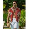 COOFANDY Mens Hawaiian Shirt Short Sleeve Button Down Shirt Tropical Summer Beach Shirt(Flower-red)