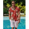 COOFANDY Mens Hawaiian Shirt Short Sleeve Button Down Shirt Tropical Summer Beach Shirt(Flower-red)