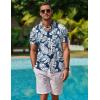 COOFANDY Mens Hawaiian Shirt Short Sleeve Button Down Shirt Tropical Summer Beach Shirt(Leaf-blue)