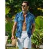 COOFANDY Mens Hawaiian Shirt Short Sleeve Button Down Shirt Tropical Summer Beach Shirt(Leaf-bright Blue)