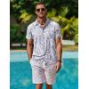 COOFANDY Mens Hawaiian Shirt Short Sleeve Button Down Shirt Tropical Summer Beach Shirt(Leaf-light Purple)