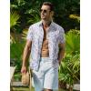 COOFANDY Mens Hawaiian Shirt Short Sleeve Button Down Shirt Tropical Summer Beach Shirt(Leaf-light Purple)