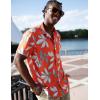 COOFANDY Mens Hawaiian Shirt Short Sleeve Button Down Shirt Tropical Summer Beach Shirt(Leaf-orange)