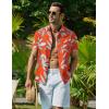 COOFANDY Mens Hawaiian Shirt Short Sleeve Button Down Shirt Tropical Summer Beach Shirt(Leaf-orange)