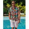 COOFANDY Mens Hawaiian Shirt Short Sleeve Button Down Shirt Tropical Summer Beach Shirt(Monstera-orange)