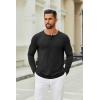 COOFANDY Men’s Henley Shirts Long Sleeve Casual Pullover T-Shirt Fashion Basic Button Shirts(A-black)