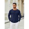COOFANDY Men’s Henley Shirts Long Sleeve Casual Pullover T-Shirt Fashion Basic Button Shirts(Navy Blue)
