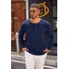 COOFANDY Men’s Henley Shirts Long Sleeve Casual Pullover T-Shirt Fashion Basic Button Shirts(Navy Blue)