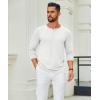 COOFANDY Men’s Henley Shirts Long Sleeve Casual Pullover T-Shirt Fashion Basic Button Shirts(White)