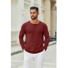 COOFANDY Men’s Henley Shirts Long Sleeve Casual Pullover T-Shirt Fashion Basic Button Shirts(Wine Red)