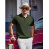 COOFANDY Men’s Knit Polo Shirts Short Sleeve Ribbed Knitted Shirt Summer Lightweight Casual Golf Shirts(Army Green)