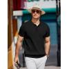 COOFANDY Men’s Knit Polo Shirts Short Sleeve Ribbed Knitted Shirt Summer Lightweight Casual Golf Shirts(Black)