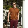 COOFANDY Men’s Knit Polo Shirts Short Sleeve Ribbed Knitted Shirt Summer Lightweight Casual Golf Shirts(Brown)