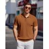 COOFANDY Men’s Knit Polo Shirts Short Sleeve Ribbed Knitted Shirt Summer Lightweight Casual Golf Shirts(Brown)