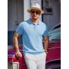 COOFANDY Men’s Knit Polo Shirts Short Sleeve Ribbed Knitted Shirt Summer Lightweight Casual Golf Shirts(Light Blue)