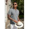 COOFANDY Men’s Knit Polo Shirts Short Sleeve Ribbed Knitted Shirt Summer Lightweight Casual Golf Shirts(Light Grey)