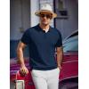 COOFANDY Men’s Knit Polo Shirts Short Sleeve Ribbed Knitted Shirt Summer Lightweight Casual Golf Shirts(Navy Blue)