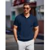COOFANDY Men’s Knit Polo Shirts Short Sleeve Ribbed Knitted Shirt Summer Lightweight Casual Golf Shirts(Navy Blue)
