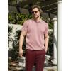 COOFANDY Men’s Knit Polo Shirts Short Sleeve Ribbed Knitted Shirt Summer Lightweight Casual Golf Shirts(Pink)