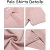 COOFANDY Men’s Knit Polo Shirts Short Sleeve Ribbed Knitted Shirt Summer Lightweight Casual Golf Shirts(Pink)