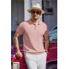 COOFANDY Men’s Knit Polo Shirts Short Sleeve Ribbed Knitted Shirt Summer Lightweight Casual Golf Shirts(Pink)
