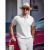 COOFANDY Men’s Knit Polo Shirts Short Sleeve Ribbed Knitted Shirt Summer Lightweight Casual Golf Shirts(White)