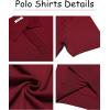 COOFANDY Men’s Knit Polo Shirts Short Sleeve Ribbed Knitted Shirt Summer Lightweight Casual Golf Shirts(Wine Red)