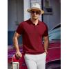 COOFANDY Men’s Knit Polo Shirts Short Sleeve Ribbed Knitted Shirt Summer Lightweight Casual Golf Shirts(Wine Red)