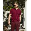 COOFANDY Men’s Knit Polo Shirts Short Sleeve Ribbed Knitted Shirt Summer Lightweight Casual Golf Shirts(Wine Red)
