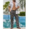 COOFANDY Men’s Linen Pants Casual Beach Summer Pant Elastic Waist Drawstring Lightweight Trousers(Dark Grey)