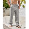 COOFANDY Men’s Linen Pants Casual Beach Summer Pant Elastic Waist Drawstring Lightweight Trousers(Grey)