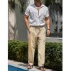 COOFANDY Men’s Linen Pants Casual Beach Summer Pant Elastic Waist Drawstring Lightweight Trousers(Light Coffe)