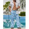 COOFANDY Men’s Linen Pants Casual Beach Summer Pant Elastic Waist Drawstring Lightweight Trousers(Sky Blue)