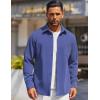 COOFANDY Mens Long Sleeve Button Down Shirts Wrinkle Free Shacket Jacket Stretch Casual Overshirt(Deep Blue)
