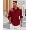 COOFANDY Mens Long Sleeve Button Down Shirts Wrinkle Free Shacket Jacket Stretch Casual Overshirt(Deep Red)