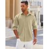 COOFANDY Mens Long Sleeve Button Down Shirts Wrinkle Free Shacket Jacket Stretch Casual Overshirt(Khaki)