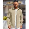 COOFANDY Mens Long Sleeve Button Down Shirts Wrinkle Free Shacket Jacket Stretch Casual Overshirt(Khaki)